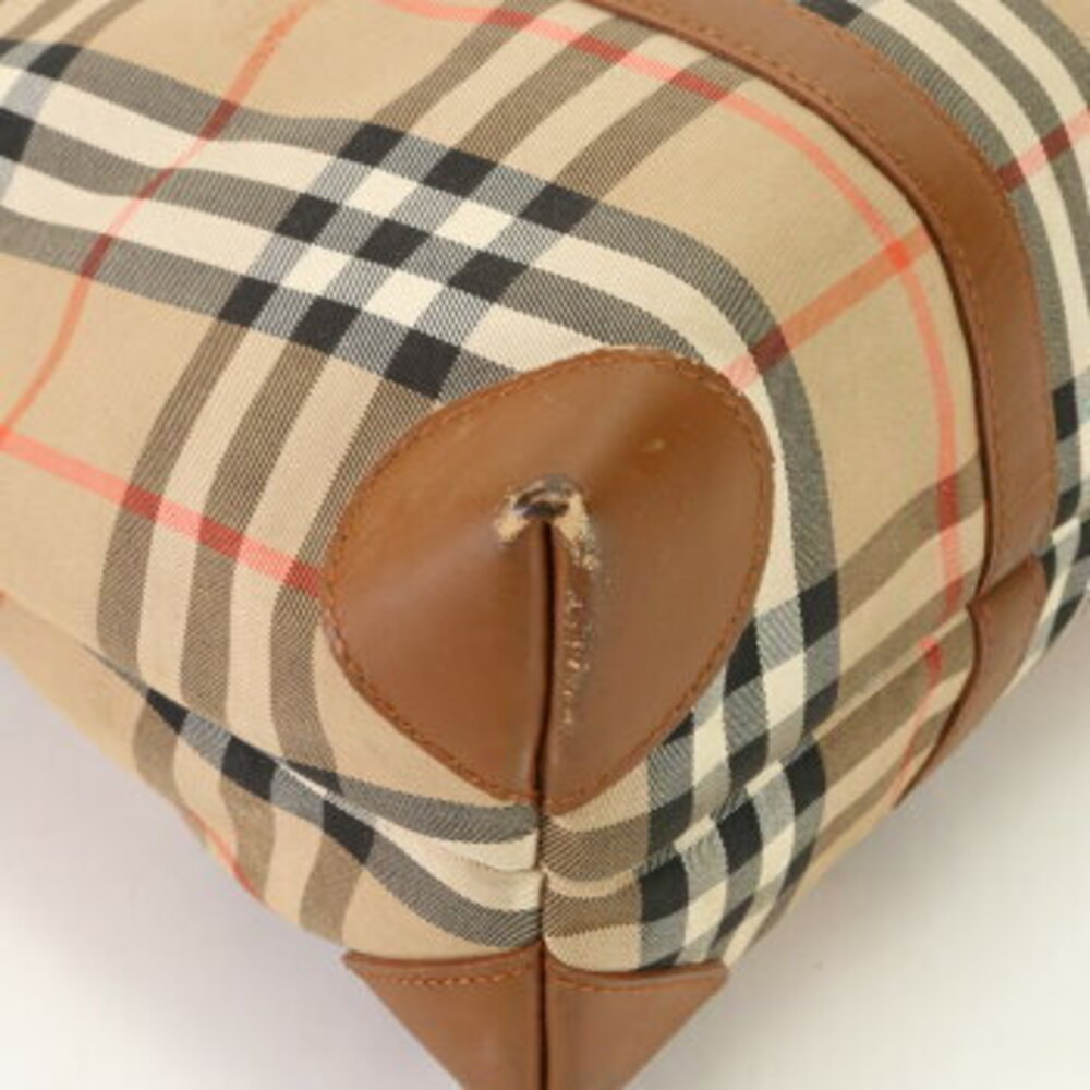 Burberry Nova check horse logo leather tote bag shoulder business document brown - Picture 7 of 14